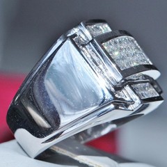 14k white gold 2.35ct invisible set diamond ring size 10 handmade 23.4gr Ali263