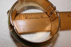 Vintage Francesca Romana Diana Enamel Rutilated Quartz Cabochon Clamper Bangle