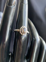 Sterling Silver 925 Smoky Quartz Ring, Handmade Bezel Set Oval Beaded Halo S 6.5