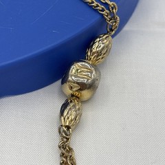 Vintage Long Gold Tone Beaded Chain Necklace 54” Station Necklace Layering