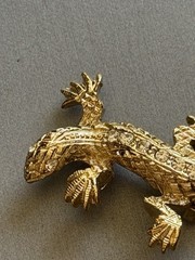 Gerry’s Gold Tone Lizard Gecko Signed Rhinestones Brooch Vintage