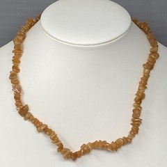 Gemstone Necklace Peach Orange Chip Stone Beads Collar Healing Energy Boho 18″