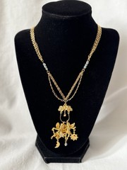 Vintage KIRKS FOLLY Charm Holder Necklace with Celestial Cherub Charm,FJT