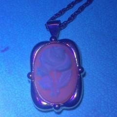 Crown Trifari Necklace Stamp Floral Cameo Pendant Gold Toned Vintage 1950 1970s