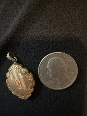 Antique Gold Filled Etched Monogram Locket Victorian Pendant