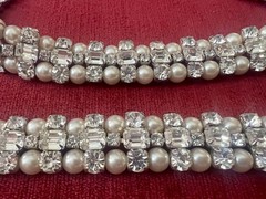GORGEOUS SPARKLING VTG WEISS RHINESTONE & FAUX PEARL NECKLACE AND BRACELET SET