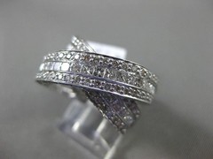 ESTATE LARGE 3.51CT DIAMOND 14KT WHITE GOLD 3D ROUND & PRINCESS CUT X LOVE RING