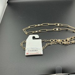 Vtg NineWest Necklace GoldT Paperclip & Round Link Chains Faux Pearls NWT 38-41”