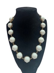 Vintage Gold-Plated Necklace With Large White Bead Accents Adjustable Length