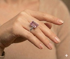 Vintage 14k white gold engagement ring 5.27ct. Natural Pink Tourmaline