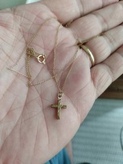 Antique 1/20 12K Gold Filled Cross & 18 Inch Chain