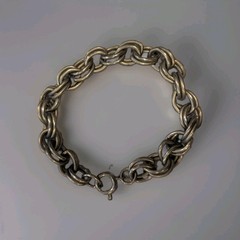 Vintage Silver Tone Double Link Charm Bracelet Chain 6.5″ Clasp Starter