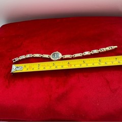 Vintage Gold-tone Bracelet Watch Black Dial Japan Quartz 1999 Rhinestone Links