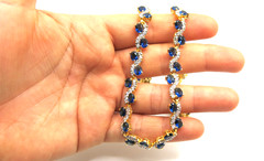 Vintage Sapphire & Diamond Necklace – 18K Gold Plated, 18” Luxury Jewelry