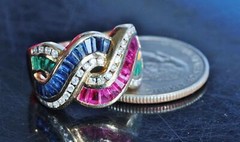 18k yellow gold size 6 ring 2.50ct treated multi gemstone diamond 7.2gr scr2119