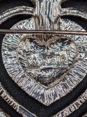 Vintage Monet Triple Heart Brooch Pin Mid-century Costume Jewelry Signed