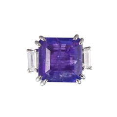 Estate 10.5ct Tanzanite Diamond Baguette Engagement Ring Platinum