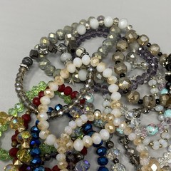 Glass Bead Bracelet Lot of 20 Multicolor Wearable Craft Stretch Faceted Funky