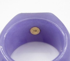 1.30CT Amethyst Lavender Jade 0.02CTW Diamond Ring 14K Gold Size 6