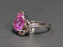 Vintage Clark & Coombs Sterling Silver Pink Topaz Ring Size 5.75