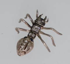 18K & Sterling Diamond and Sapphire Ant Pin