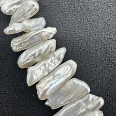 Vtg Pippa Baroque Stick Pearl Necklace Sterling Silver 18 Inch Artisan Statement