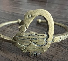 Vintage West African Ashanti Brass Sankofa Bird Cuff Bracelet Adjustable VTG