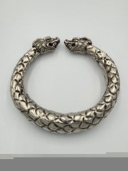 Vintage Asian Silver Plated Foo Dog Cuff Bracelet