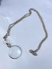 10X Magnifiers Glass Pendant,Brass Vintage Style,Chain Necklace with 40Mm