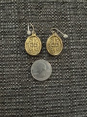 Vintage Enamel Guilloche Blue Pink Rose Earrings Pierced