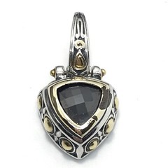 Vintage Renaissance Revival 2-Tone Black Onyx Cubic Zirconia Pendant