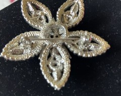 Red Rhinestone Flower Brooch 2 Inches