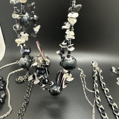 Vintage Black Silver Tone Jewelry Lot Cookie Lee Gothic Boho Y2K 9 Pc