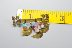 Vintage Brooch studio Bird dangle agate chip boho Birder birds T5