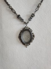 1960’S Gothic Art Deco Style Smoky Glass Cameo Necklace Pearls Flowers Floral