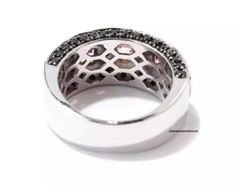 Square Bezel Set Aqua Pink Aquamarine With Black Onyx 2.08TCW Modern Women Band