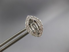 .94CT DIAMOND 18KT WHITE GOLD ROUND & BAGUETTE INVISIBLE MARQUISE STUD EARRINGS