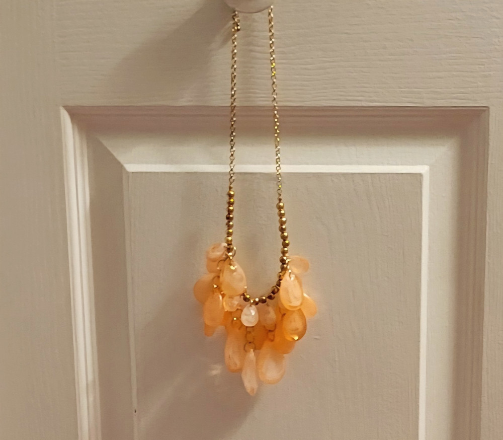 Vintage Beaded Chunky Acrylic Statement Beaded Necklace Earrings