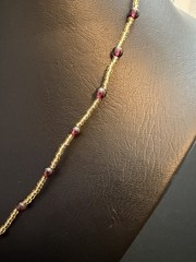 Vintage Bead Necklace Red and Garnet Gold Tone 16.5 Inches