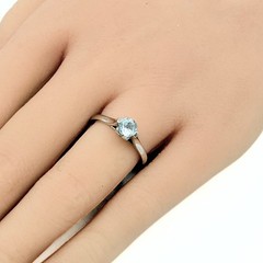 Contemporary Hallmarked Rhodium Plated Swiss Blue Topaz Ring Sz 7