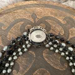 Vintage Miriam Haskell Baroque Pearl Turquoise Rhinestone Crystal Clasp Necklace