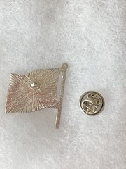 Enamel and Crystal American Flag Lapel Pin Brooch Silver Tone
