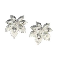 SILVERY MAPLE Leaf Vintage 1958 Clip On Earrings