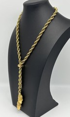 Vintage Lariat Double Dangle Components Polished W/Gold-Tone Rope Chain Unsigned