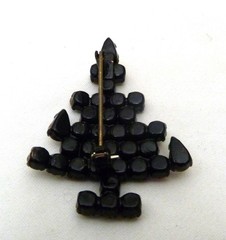 VINTAGE PRONG-SET SPARKLING PINK RED GREEN RHINESTONE CHRISTMAS TREE PIN