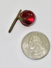 Victorian Edwardian Round Red Ruby Glass Ball Cufflink Stud Button Only 1