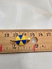 Rare J.M. Fisher Sterling Silver Enamel Jockey Cap Charm Blue Yellow Horse Racin
