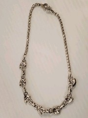 Vintage Pennino Rhodium Plated Rhinestone Leaves Necklace