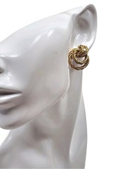 Vintage Twisted Rope Knot Earrings For Pierced Ears | Appr. 1/2″ | Gold Tone