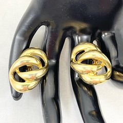 Vintage Napier Hinged Screw Back Earrings Gold Tone Double Loop Links Adjustable